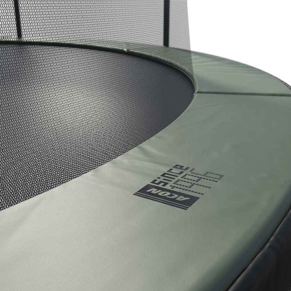 Detail of ACON Air trampoline’s safety padding logo since 1996.