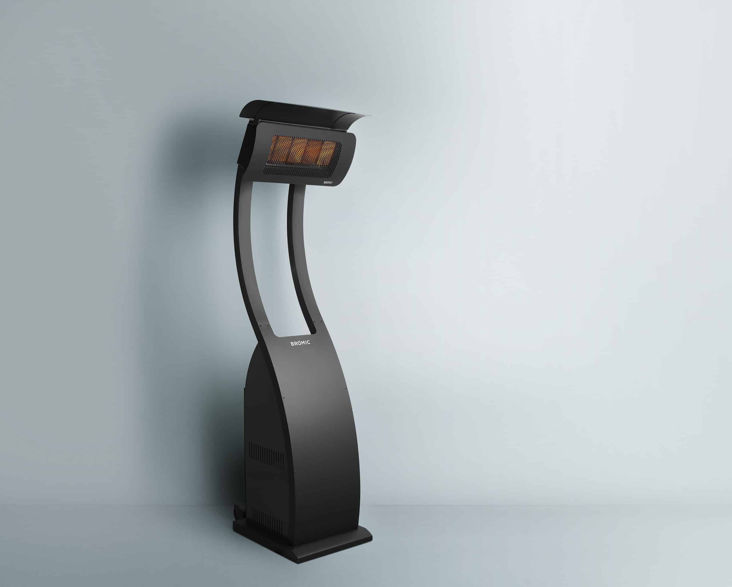Tungsten Portable Gas Fired Radiant Heater Profile View, Colour Black